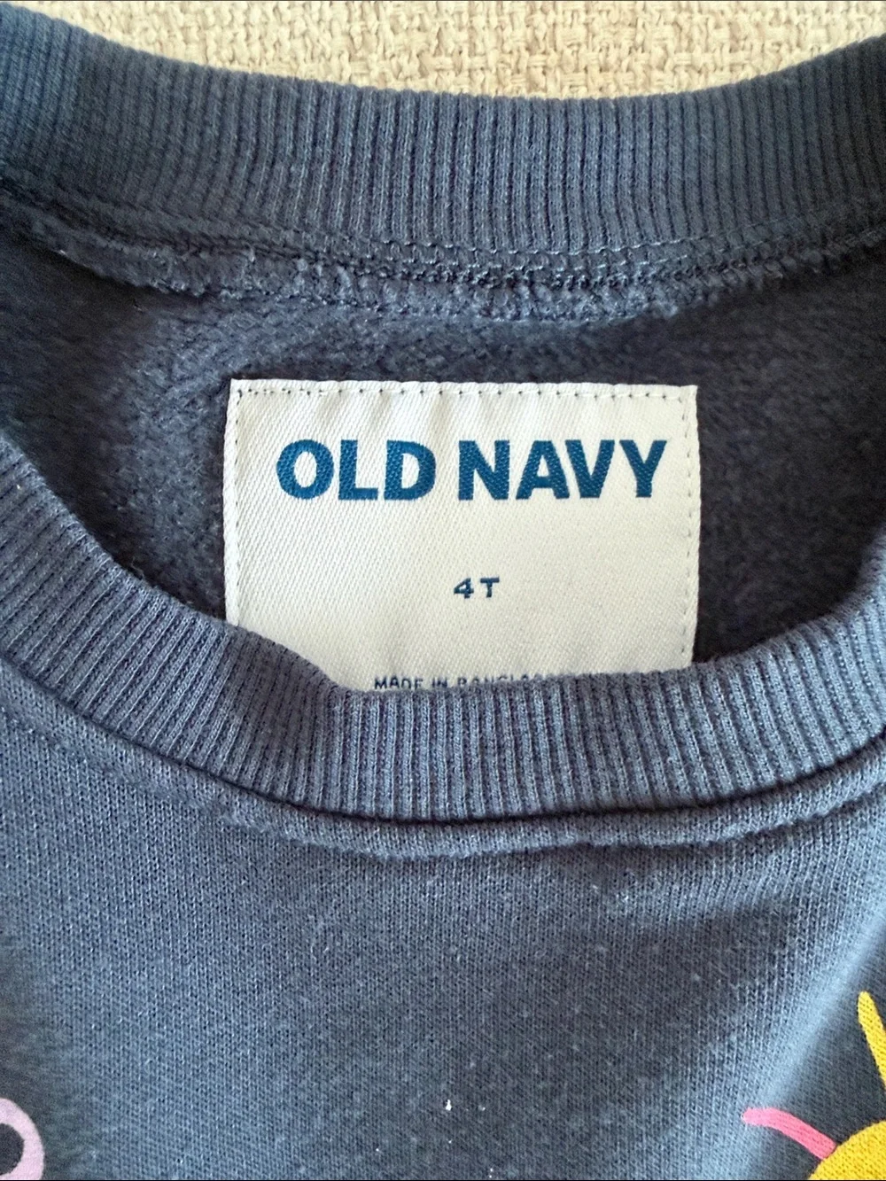 Old Navy Navy Sweatshirt with Multicolor Sun & Flower Prints